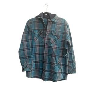 NWT Ripcurl Boys 16 Hooded Ranchero Flannel Shirt Light Plaid Shacket #6397